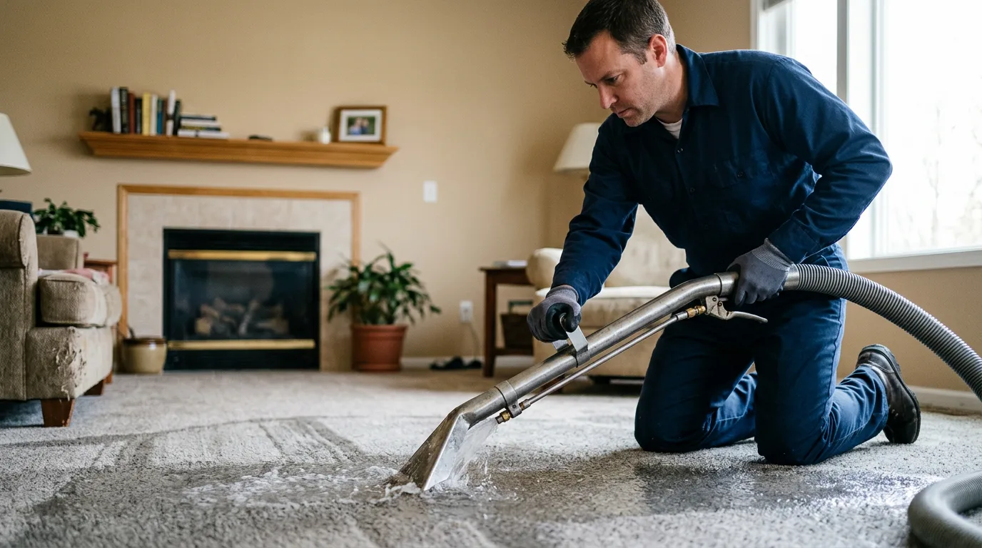 Water damage restoration technician working near Peebles, OH